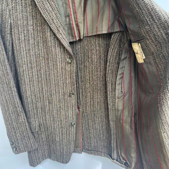 HARRIS TWEED Scottish Wool Blazer Brown Herringbone 42R - Picture 5 of 13